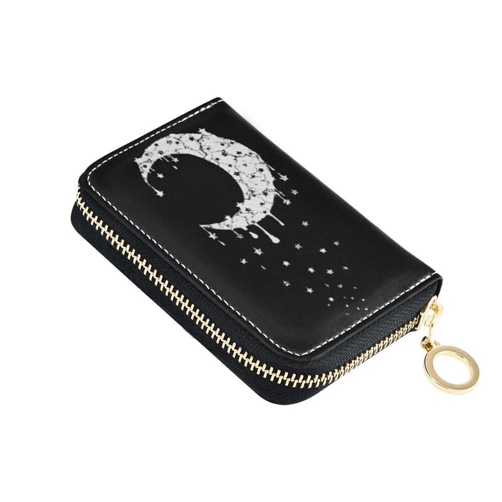 9534 Moon RFID Credit Card Holder Wallets Accordion Leather Zipper Card